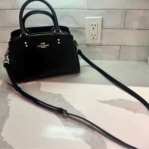 Coach Black Satchel with Gold Accents